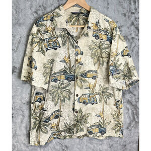 Vintage Thousand Mile Hawaiian Shirt Woody Palm Trees USA Mens Size XL READ